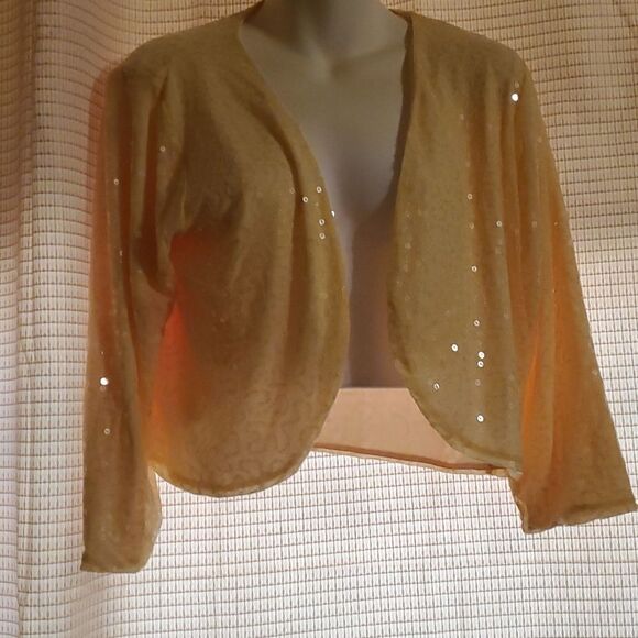 JOAN RIVERS SEQUINNSWIRL STRETCH SHRUG M - Picture 2 of 5